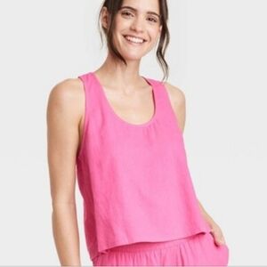 Stars Above Pink Linen Blend Racerback Tank Top Size XS New